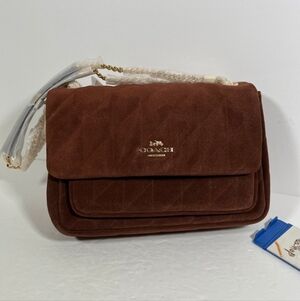 NWT Coach Elodie Crossbody Bag Quilting CCZ63 Gold/Vintage Brown/Maple Suede